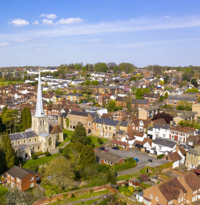A view of Hemel Hempstead Old Town from above