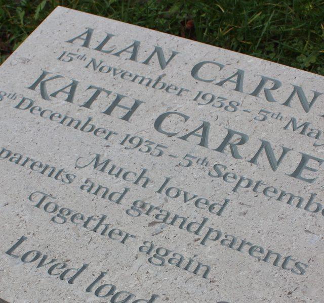 Hand carved stone plaques by Artisan Memorials