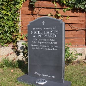 dark welsh Slate Headstone