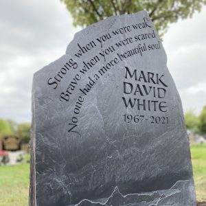 grey rustic headstone